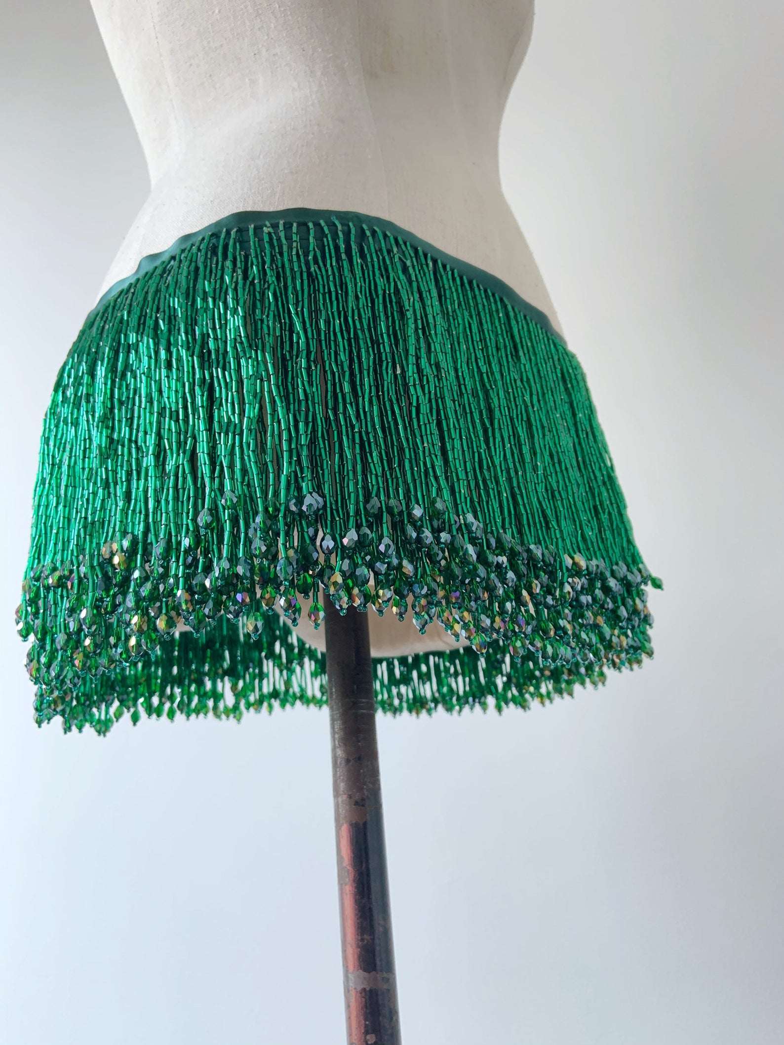 Beaded Trim Fringe - 1 Thước Đính Hạt Xanh Viền