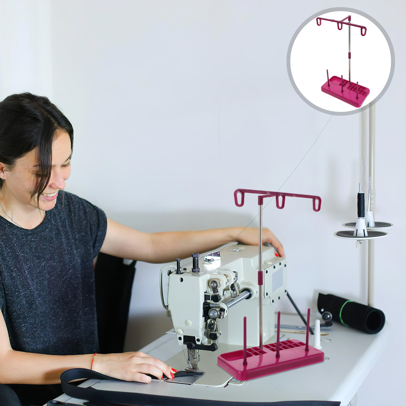 Embroidery Craft - 3-Spool Sewing Machine Thread Stand Spool