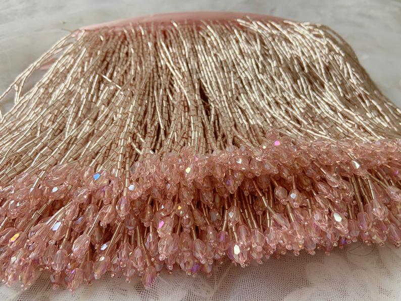 1 Thước Đính Hạt Xanh Viền Tua - đánh giá và giá Beaded Trim Fringe