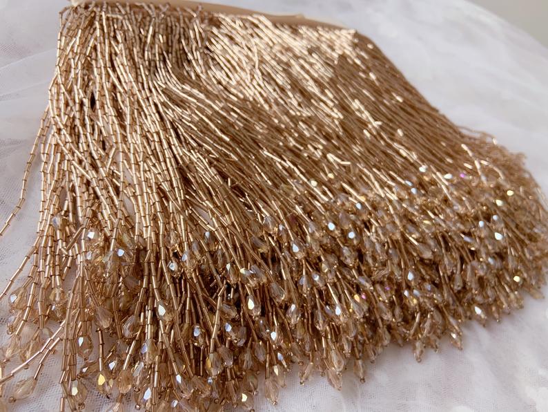 1 Thước Đính Hạt Xanh Viền Tua - đánh giá và giá Beaded Trim Fringe