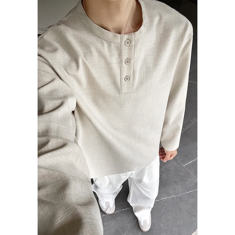 Mens Casual Faux Linen Henley  - đánh giá và giá Embellish Knit