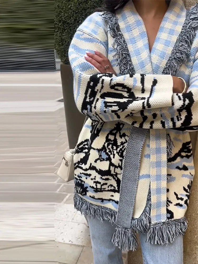 Print Knit Tassel Cardigan Wom - đánh giá và giá Tassel Fringe Trim